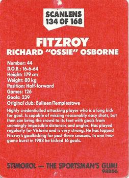 1989 Scanlens VFL #134 Richard Osborne Back